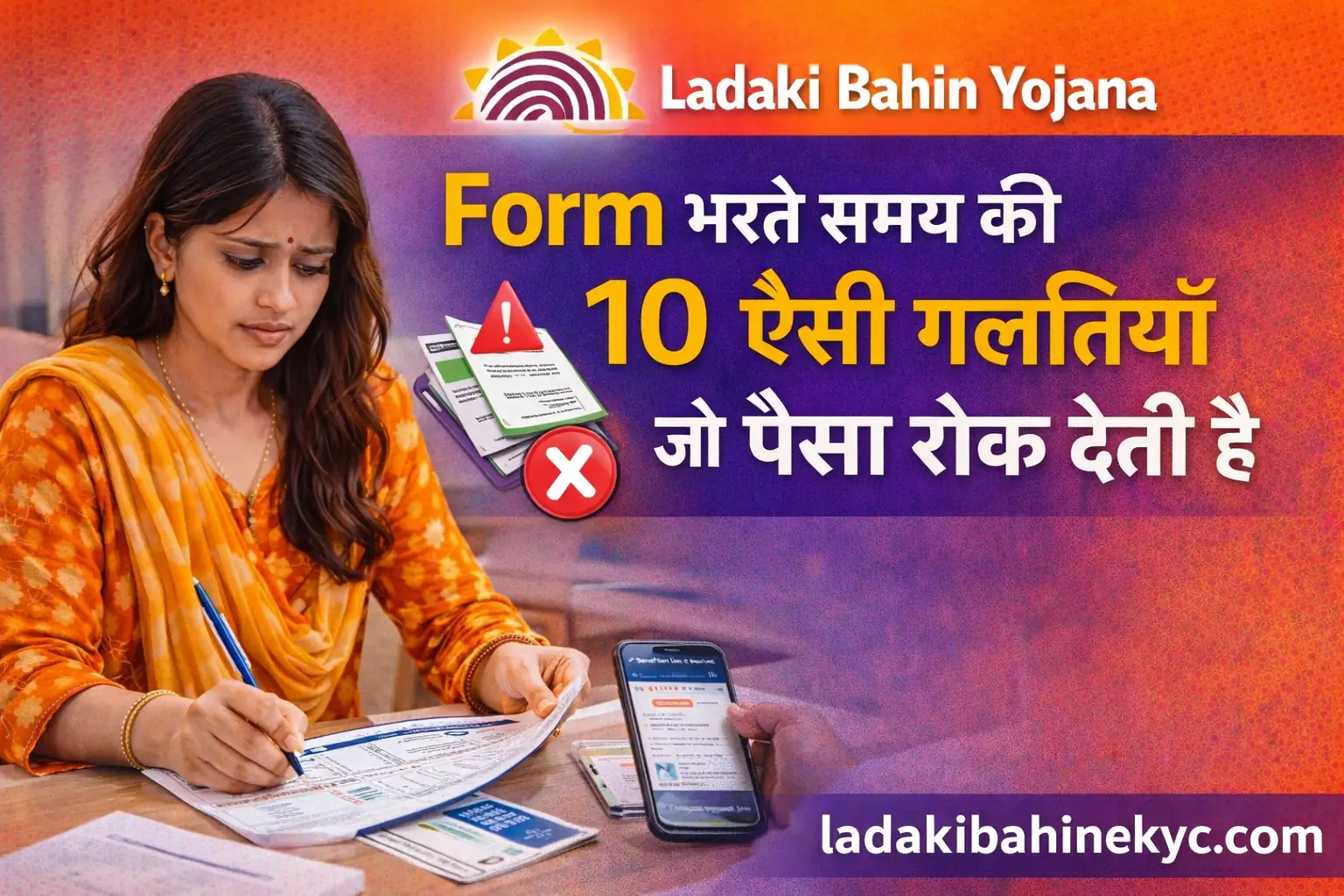 Ladaki Bahin Yojana form भरते समय की 10 गलतियाँ जो पैसा रोक देती हैं – ladakibahinekyc.com