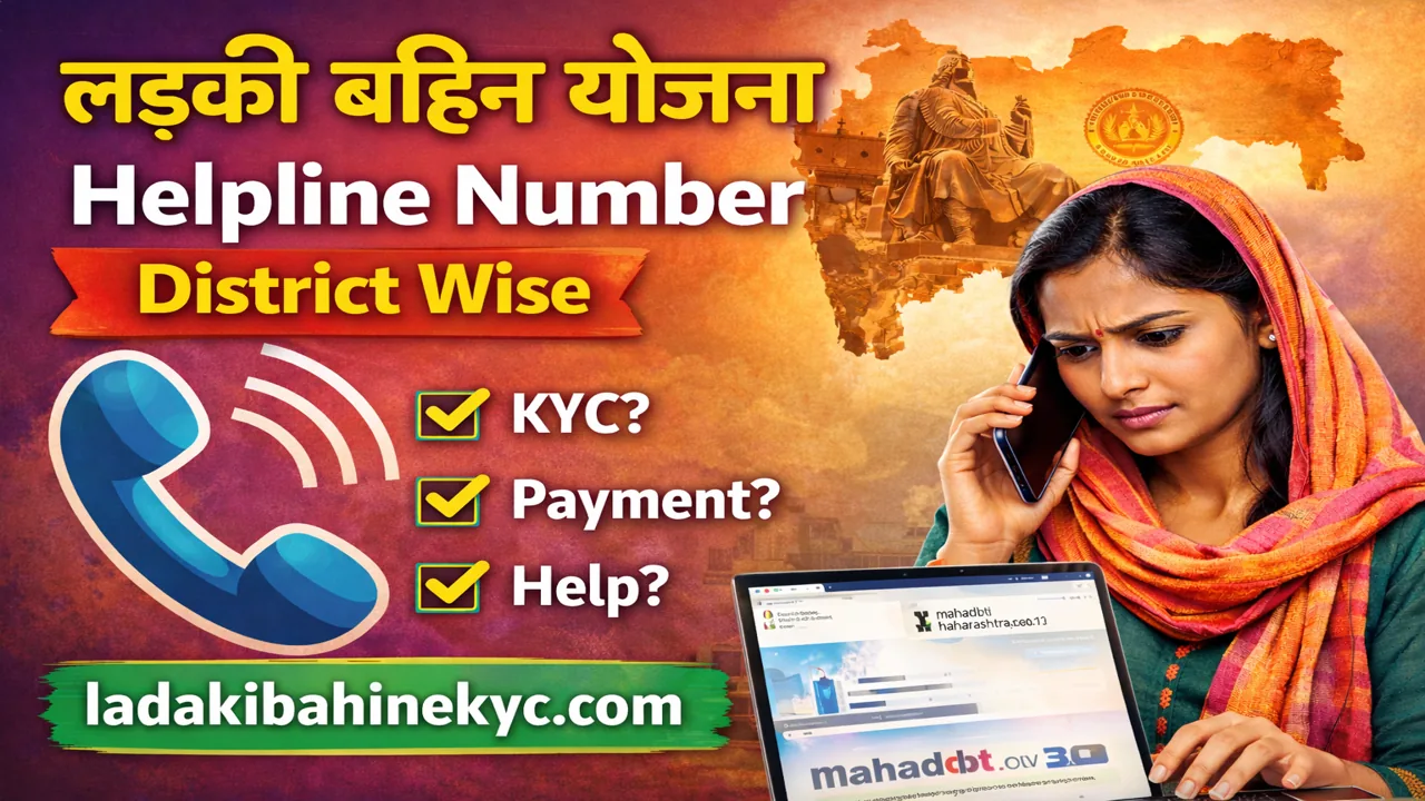 Ladaki Bahin Yojana helpline number district wise thumbnail ladakibahinekyc.com