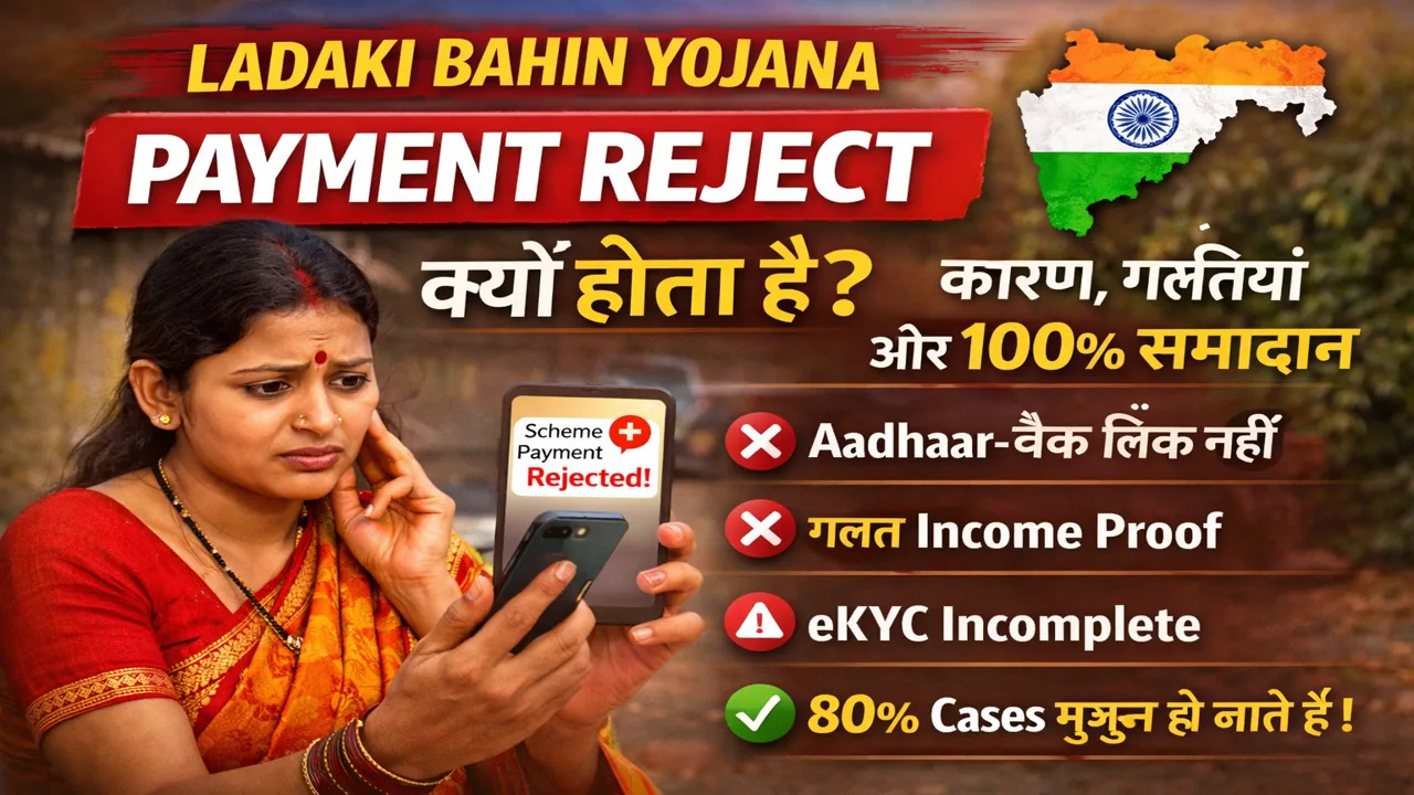 Ladaki Bahin Yojana payment reject – कारण और समाधान Maharashtra महिलाओं के लिए