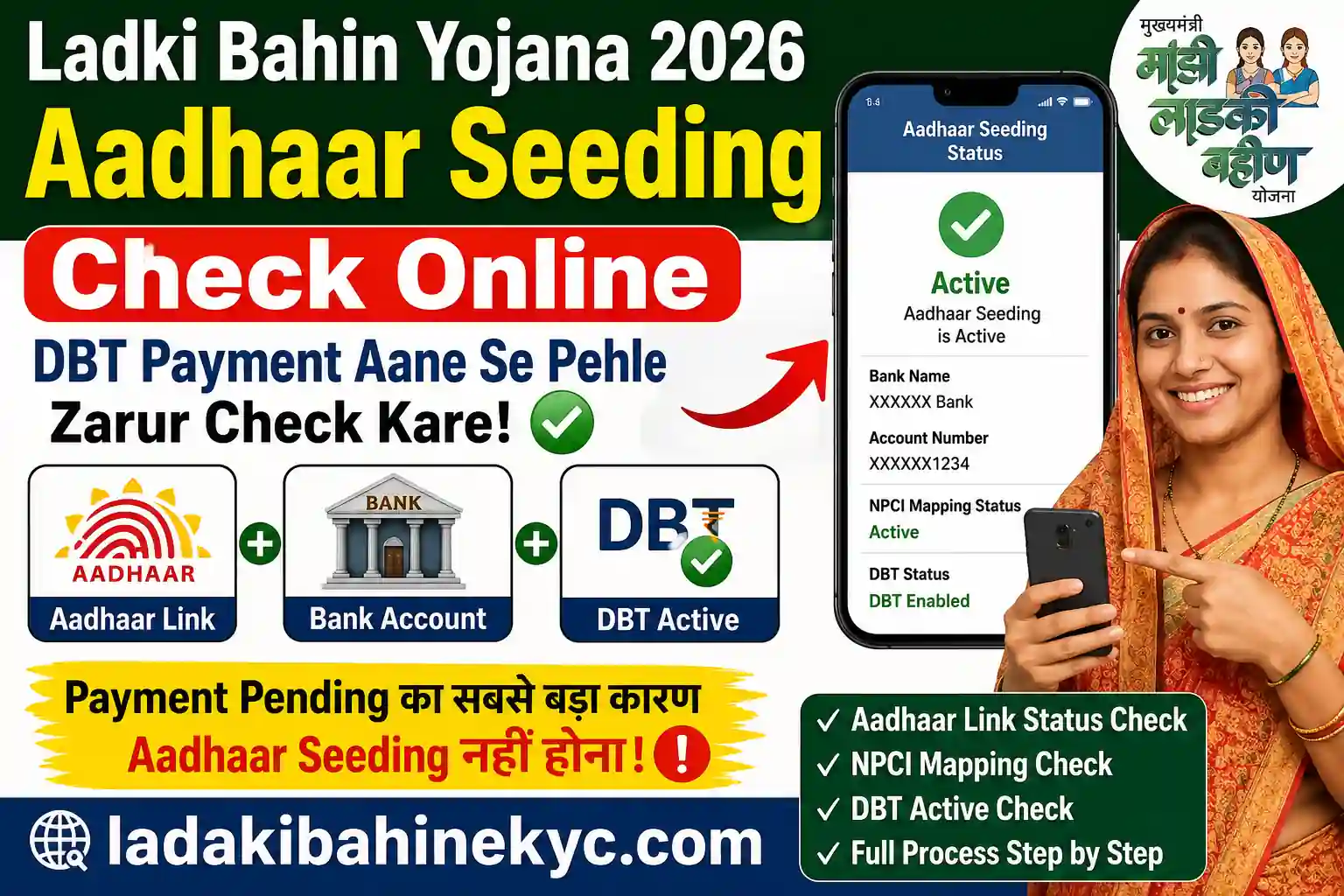 Ladki Bahin Yojana Aadhaar Seeding Check Online DBT Active Status Verification 2026